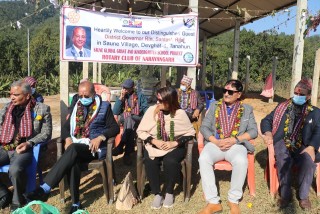 रोटरी अन्तराष्ट्रिय डिष्ट्रक्ट ३२९२ नेपाल भूटानका डिष्ट्रीक गभर्नर रो.  संन्तोष रिजाललाई साउने भुजेल बस्तीमा भव्य  स्वागत