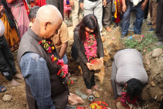 देवघाट भर्जन कालिका माई मन्दिर राष्ट्रिय सभा सदस्य न्यौपानेद्वारा शिलान्यास