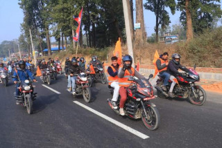 मकरस्नान महोत्सव प्रचारको लागि पूर्व विद्यार्थीद्वारा मोटर साइकल र्याली